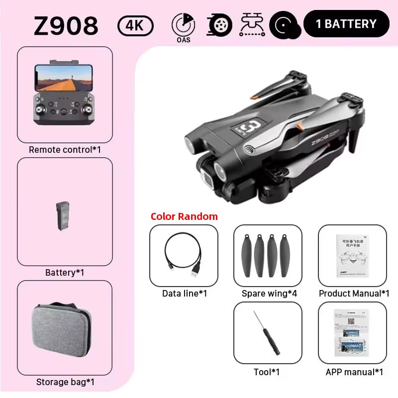 MINI Z908Pro Max Drone 4K ESC Professional WIFI FPV Dron Obstacle Avoidance Brushless Four-Axis Folding RC Quadcopter Toys