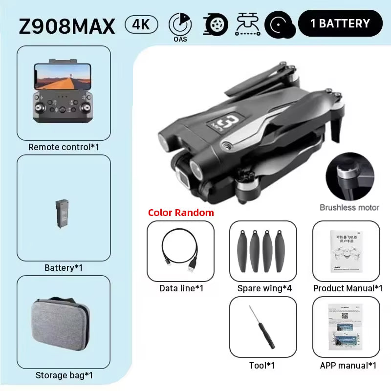 MINI Z908Pro Max Drone 4K ESC Professional WIFI FPV Dron Obstacle Avoidance Brushless Four-Axis Folding RC Quadcopter Toys