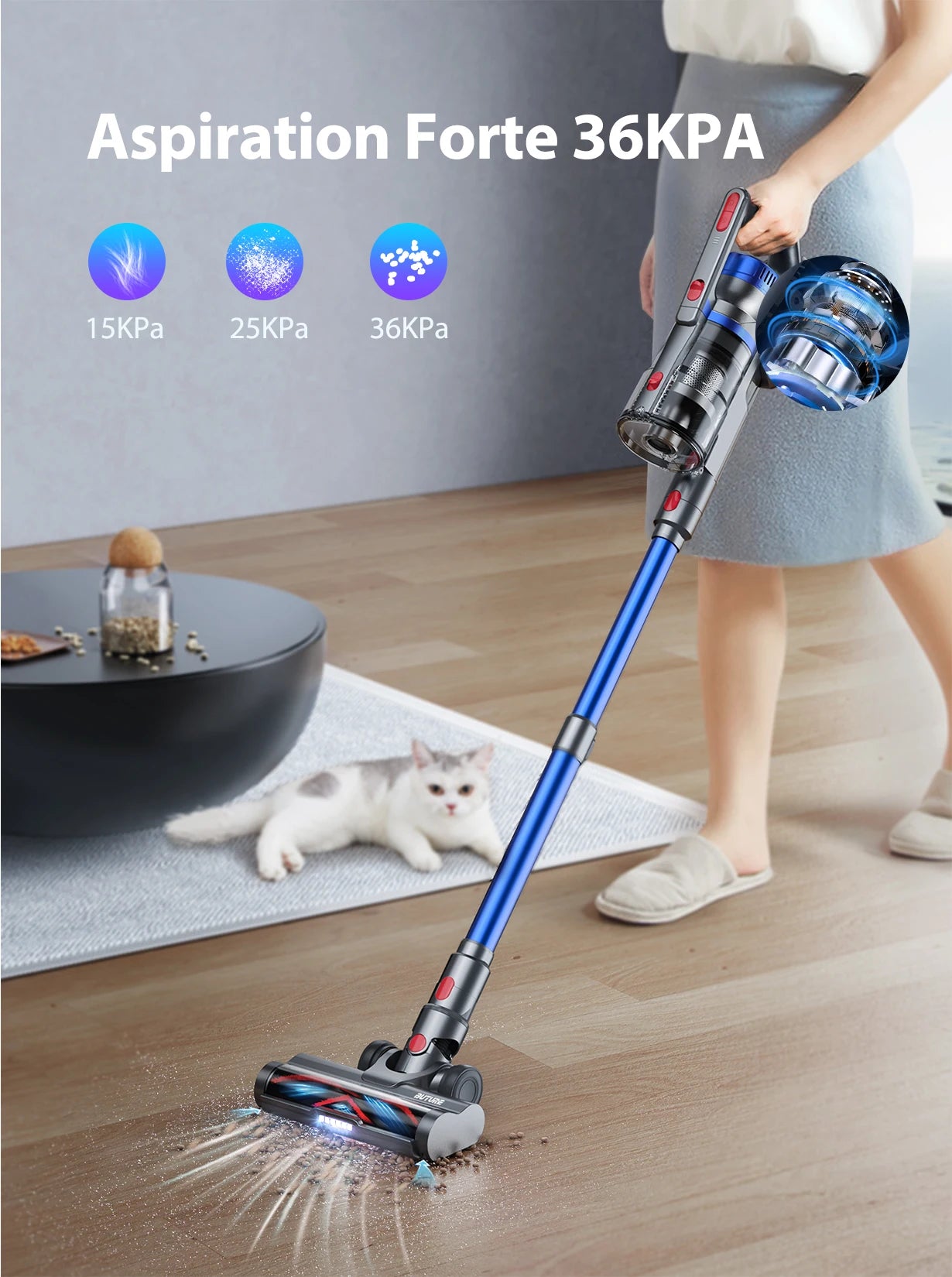 JR500 Cordless Vacuum Cleaners Handheld 55 Mins 36000PA Suction Power Home Appliance 1.2L Dust Cup Removable Battery