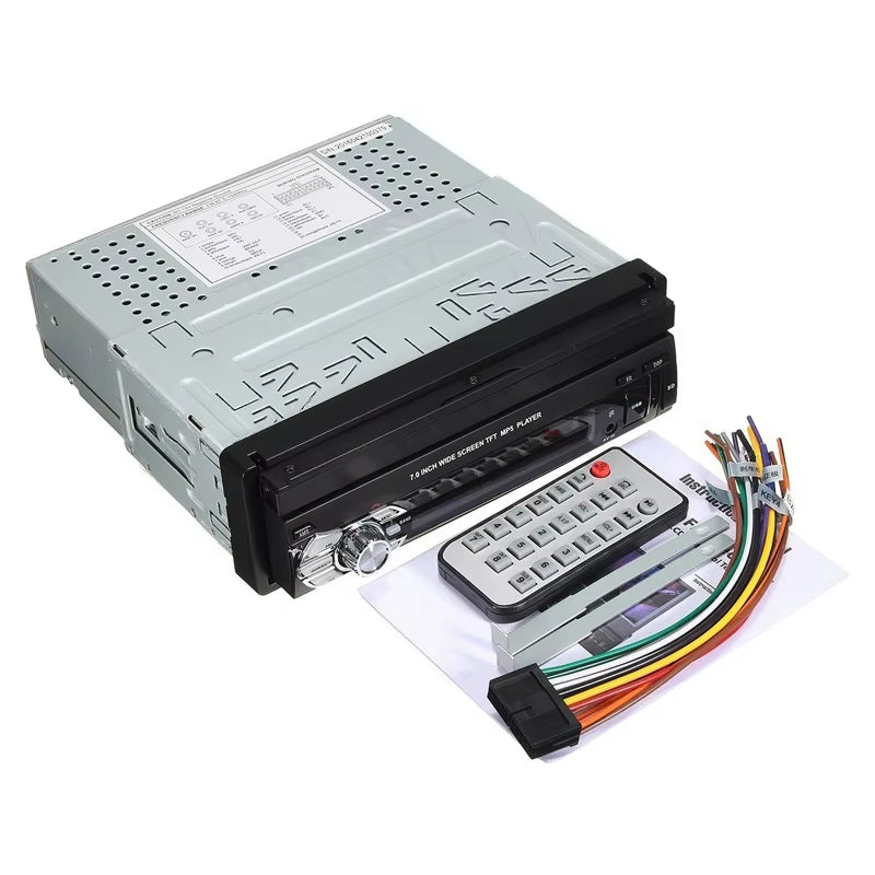 Car Radio 1 Din Tape Recorder 7" HD Monitor Retractable Screen Bluetooth Multimedia Player FM Audio GPS Stereo Receiver