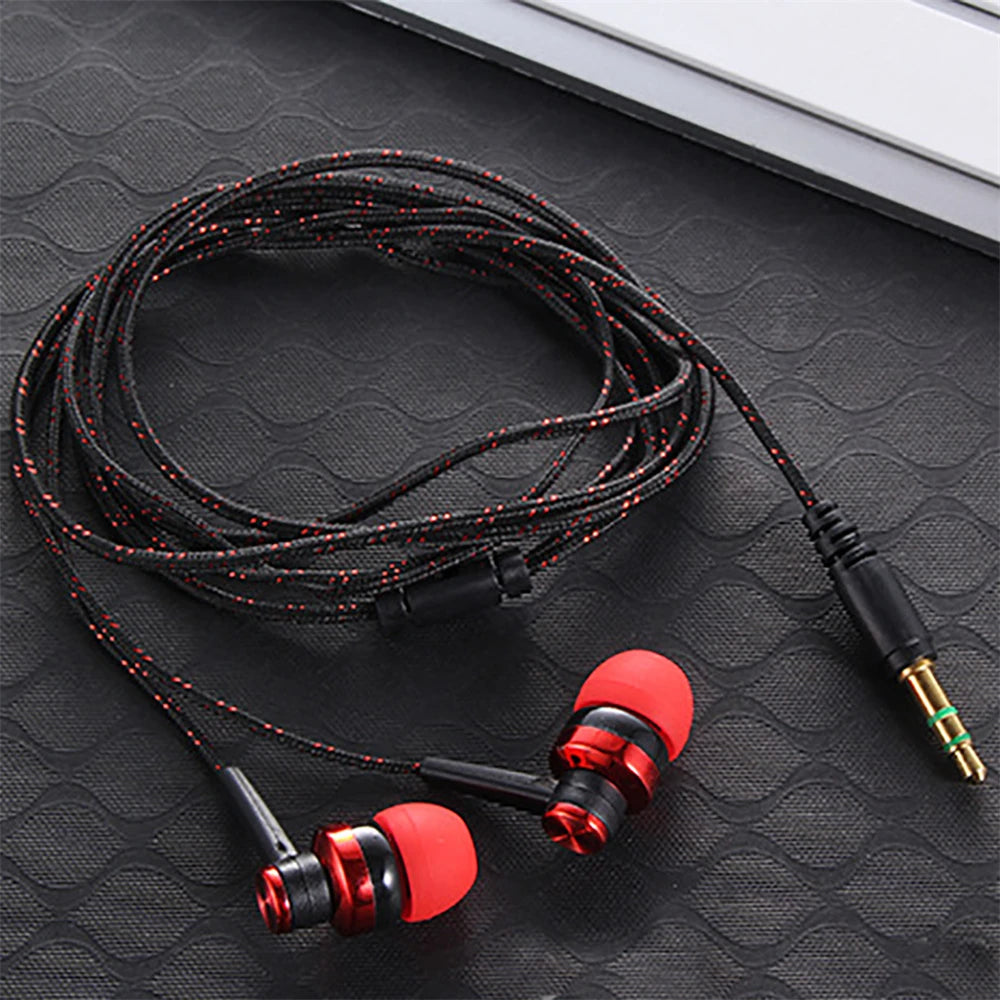 1Pcs Hot High Quality Wired Earphone Stereo In-Ear 3.5Mm Nylon Weave Cable Earphone Headset for Laptop Smartphone Gifts